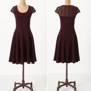Anthropologie Deletta Deep Plum Ponte Lace Dress